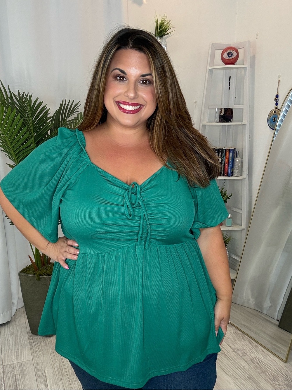 Plus Size Tie-Front Babydoll Top